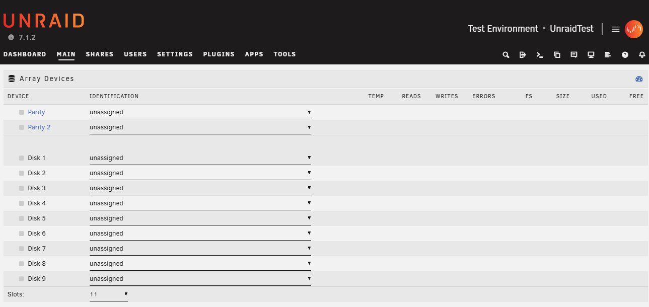 Configuration du tableau